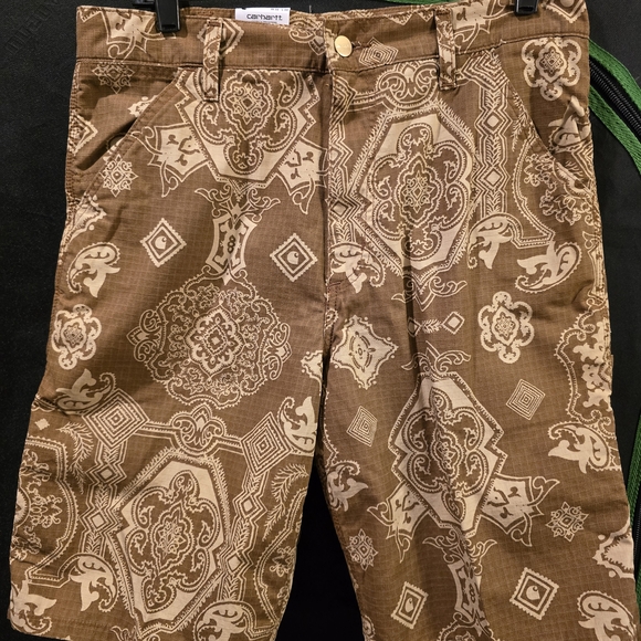 Carhartt WIP Brown Patterned Cargo Shorts - Picture 1 of 4